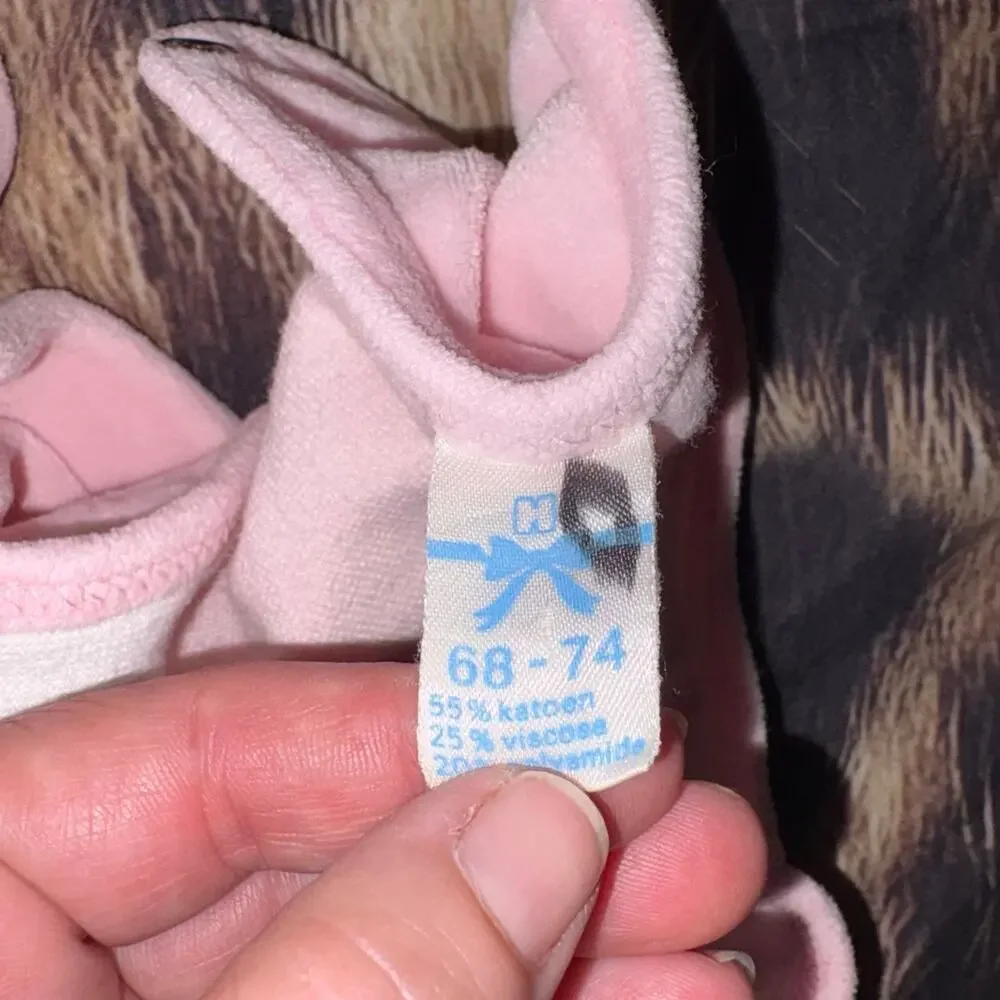 Vintage Baby Pink Velour Footed Romper Bunny Size 6–9M